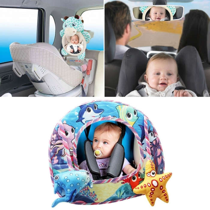 Cartoon Adjustable Safety Seat Car Back Interior Mirror Headrest Rear Facing Mirrors Monitor(Mari...