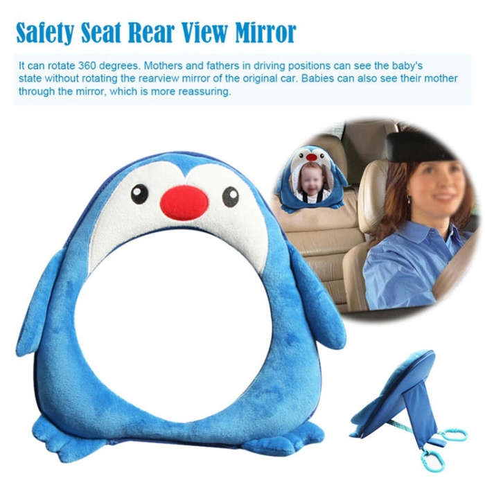 Cartoon Adjustable Safety Seat Car Back Interior Mirror Headrest Rear Facing Mirrors Monitor(Elep...