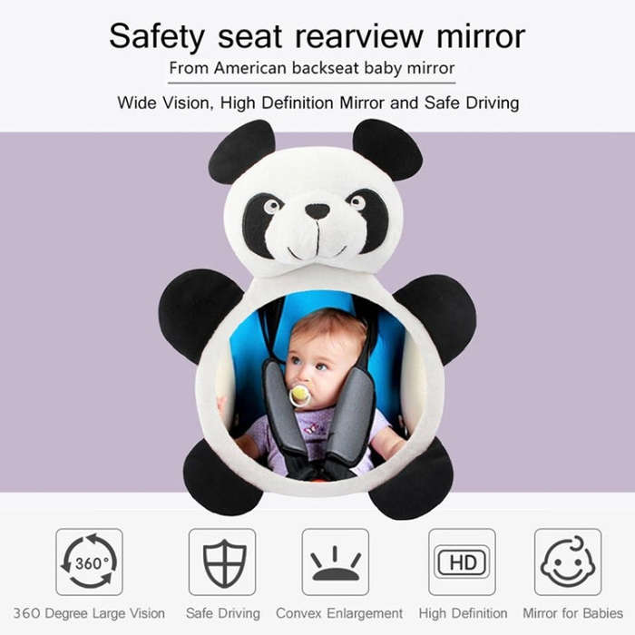 Cartoon Adjustable Safety Seat Car Back Interior Mirror Headrest Rear Facing Mirrors Monitor(Rabbit)