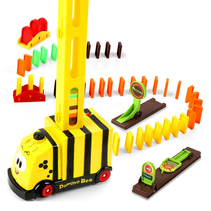 Puzzle Domino Car Electric Train With Sound And Light Music Automatic Licensing Electric Car Toy(...
