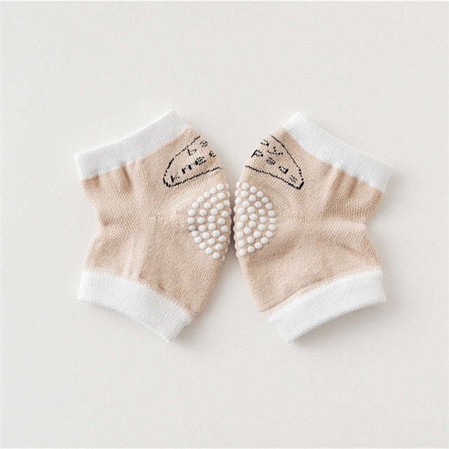 Babys Non-slip Kneecap Cotton Knee Pad Baby Crawling Knee Pads(Khaki)