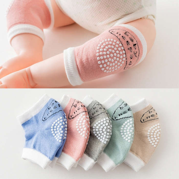 Babys Non-slip Kneecap Cotton Knee Pad Baby Crawling Knee Pads(Khaki)