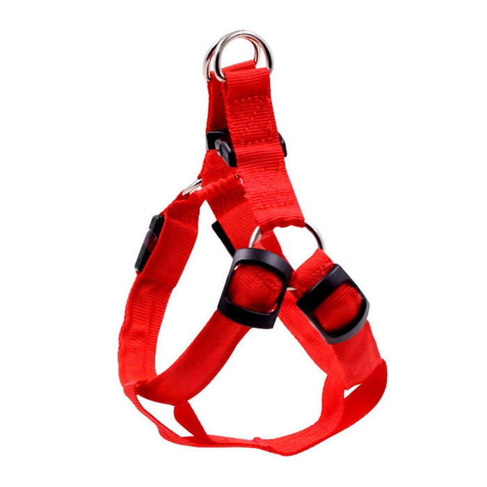 Double Sided LED Light Pet Harness Nylon Cat Dog Chest Strap Leash, Size:S(Red)