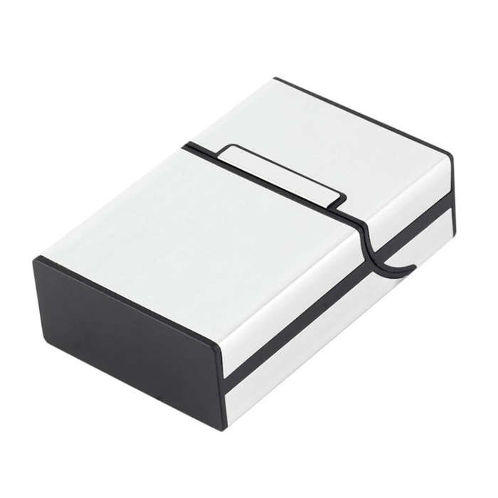 Aluminum Cigar Cigarette Case Tobacco Holder Pocket Box Storage Container Smoking Set(Silver)