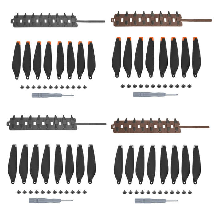 Sunnylife MM3-SN443 For Mini 3 Pro Propeller Blades + Silicone Folding Storage Bag(Silver Tip+Bro...