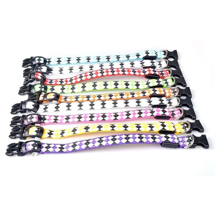 Plaid Pattern Rechargeable LED Glow Light Leads Pet Dog Collar for Small Medium Dogs, Size:L(Red)