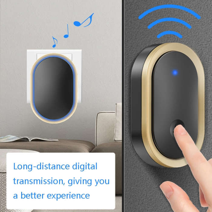 CACAZI A99 Home Smart Remote Control Doorbell Elderly Pager, Style:UK Plug(White)