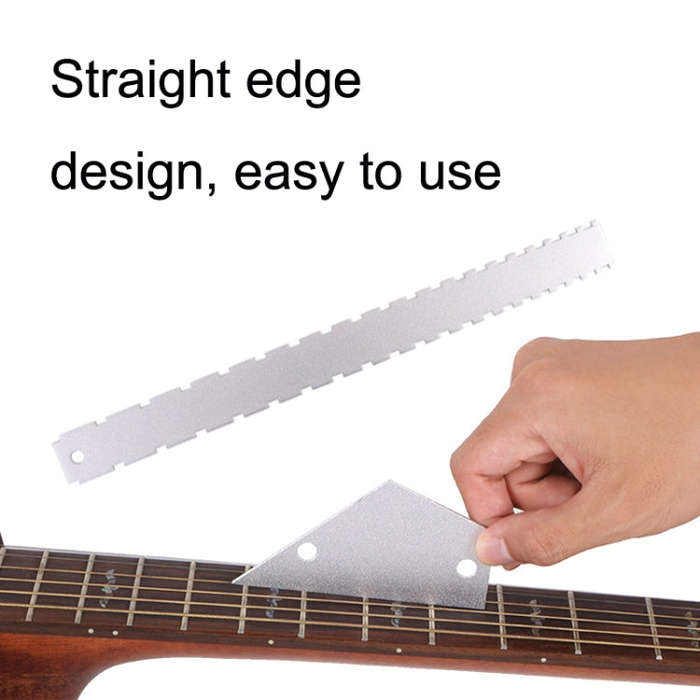 GNR1 Aluminium Measurement Bass Guitar Neck Ruler, Colour:Silver + Leveling Ruler