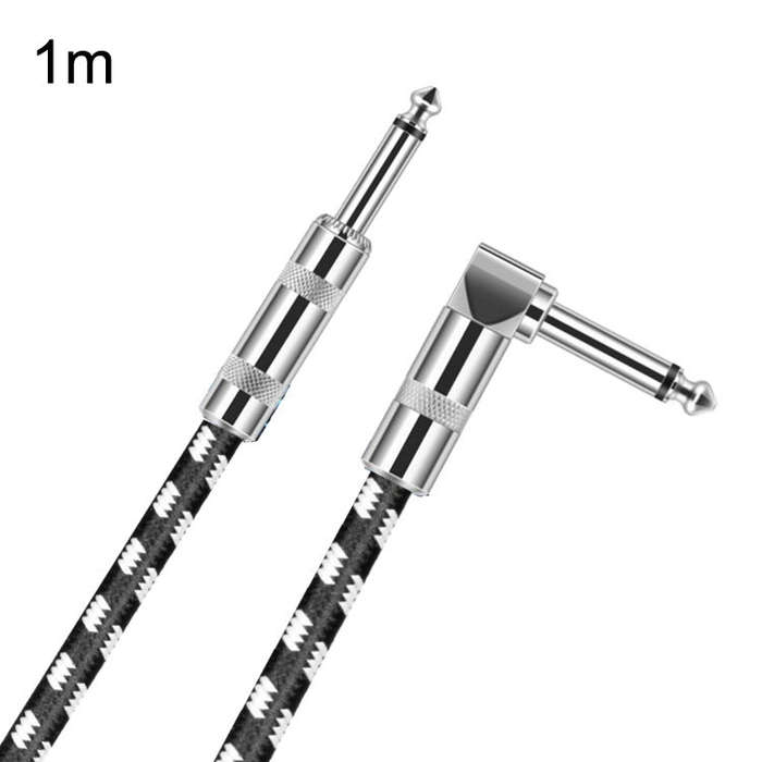 1m 1 Straight Head +1 Elbow Head 6.35mm Guitar Cable Oxygen-Free Copper Core TS Large Two-core Cable