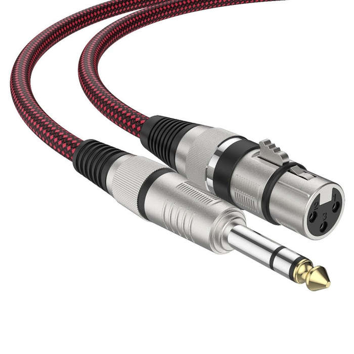 20m Red and Black Net TRS 6.35mm Male To Caron Female Microphone XLR Balance Cable