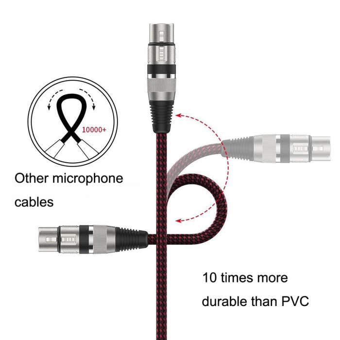 20m Red and Black Net TRS 6.35mm Male To Caron Female Microphone XLR Balance Cable