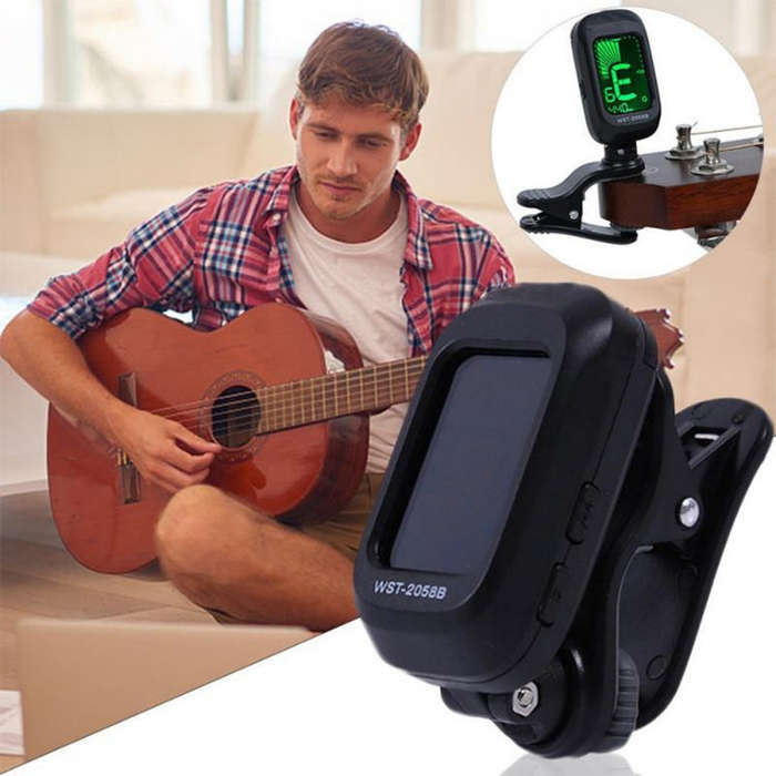 Little Angel WST-2058B Guitar Capo Electronic Tuner, Size:5×3.7×2.7cm(Black)