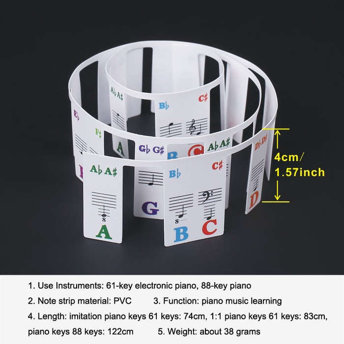 Children Beginner Piano Keyboard Color Stickers Musical Instrument Accessories, Style: Imitation ...