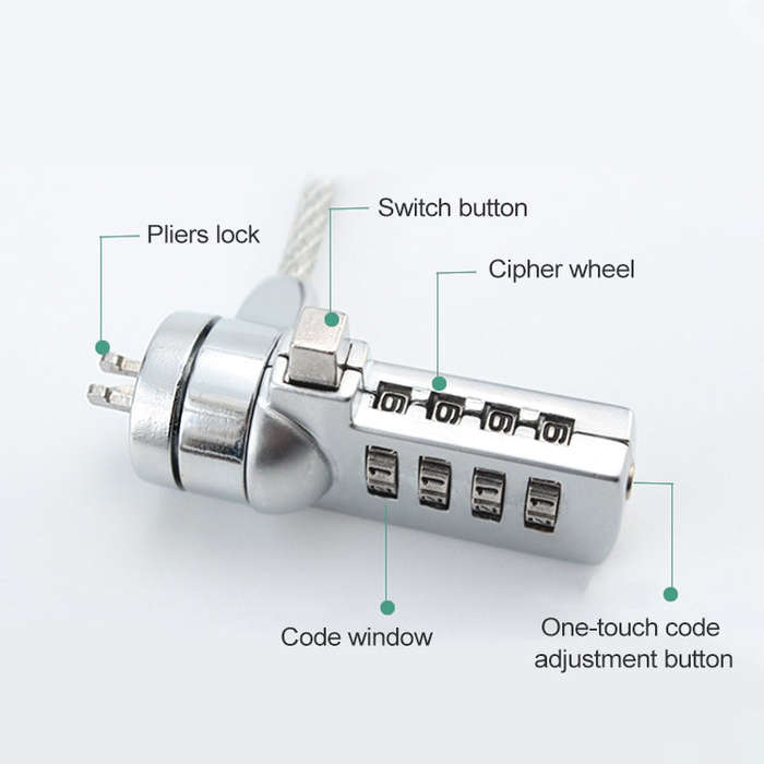 Four Digit Computer Lock Notebook Universal Anti-theft Password Lock, Size:Diameter 3.5 mm Length...