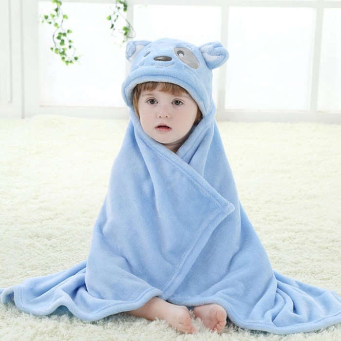 Baby Animal Shape Hooded Cape Bath Towel, Size:100×75cm(White Bear)