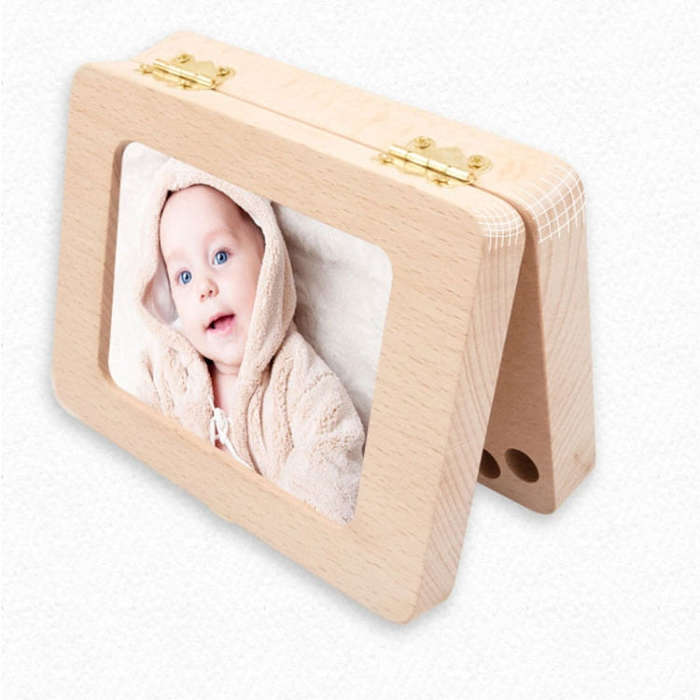 Wooden Photo Frame Boy and Girl Baby Hair Infant Tooth Box Children Tooth Storage Box Souvenir Gi...