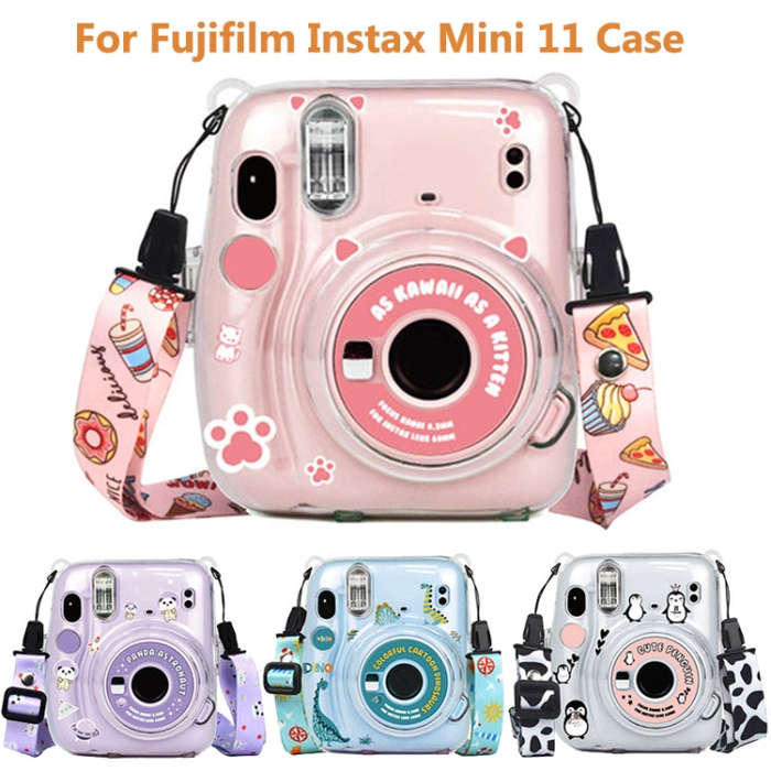 For Fujifilm Instax Mini 11  5sets Storage Case + Shoulder Strap + Sticker 3 In 1 Set(Set 6)