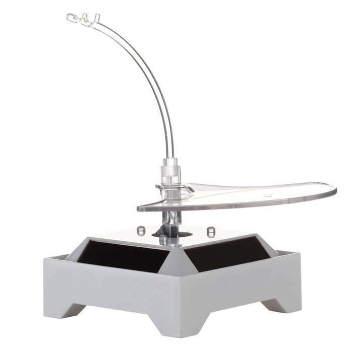 Solar 360 Degree Rotating Turntable Colorful Lights Glasses Display Stand(White)