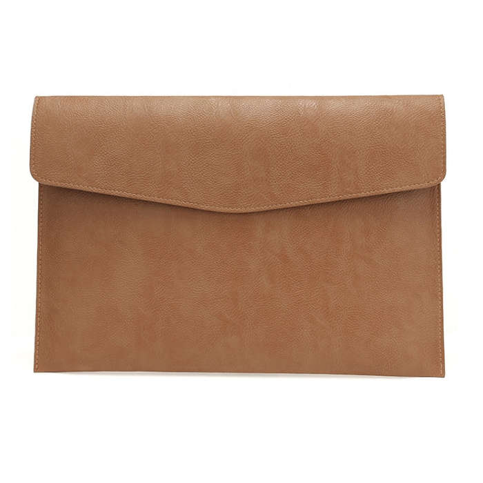 PU Leather Litchi Pattern Sleeve Case For 14 Inch Laptop, Style: Single Bag (Light Brown)