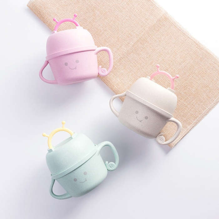 Creative Anti-scald Children Tableware Baby Snail Compartment Spoon Cup Bowl(Beige)