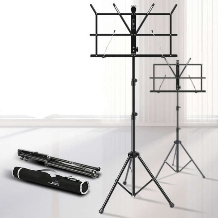 Portable Folding  Lifted and Thickened Piano Stand Guzheng Guitar Home Music Stand(Black)