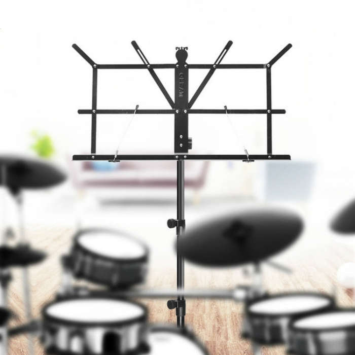 Portable Folding  Lifted and Thickened Piano Stand Guzheng Guitar Home Music Stand(Black)