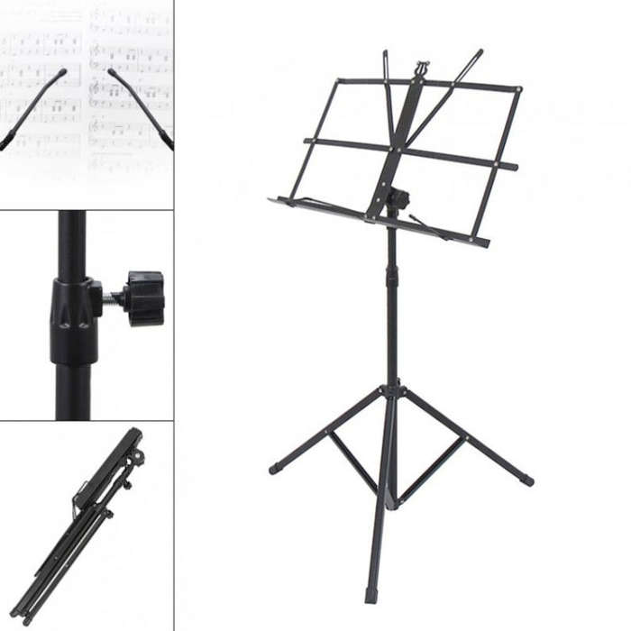 Portable Folding  Lifted and Thickened Piano Stand Guzheng Guitar Home Music Stand(Black)