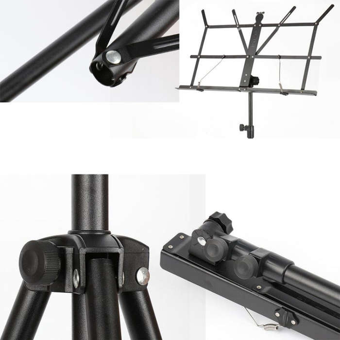 Portable Folding  Lifted and Thickened Piano Stand Guzheng Guitar Home Music Stand(Black)