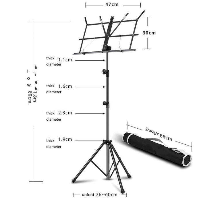 Portable Folding  Lifted and Thickened Piano Stand Guzheng Guitar Home Music Stand(Black Yellow)