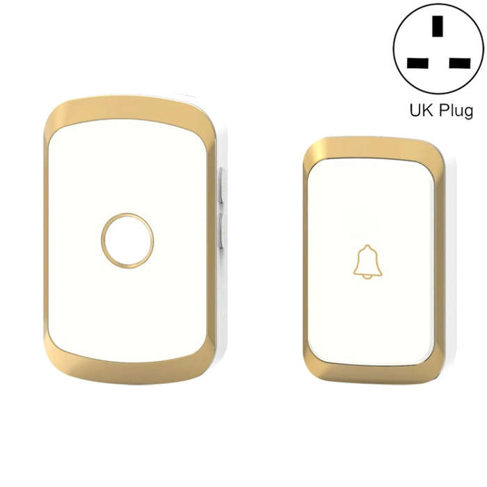 CACAZI A20 Smart Home Wireless Doorbell Digital Music Remote Control Doorbell, Style:UK Plug(Golden)