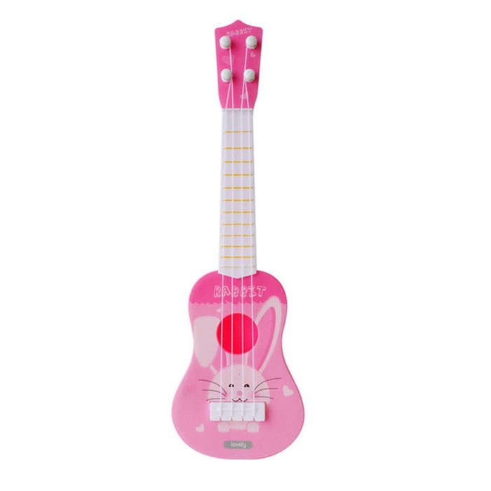 Pink Rabbit Small Simulation Musical Instrument Mini Four Strings Playable Ukulele Early Childhoo...