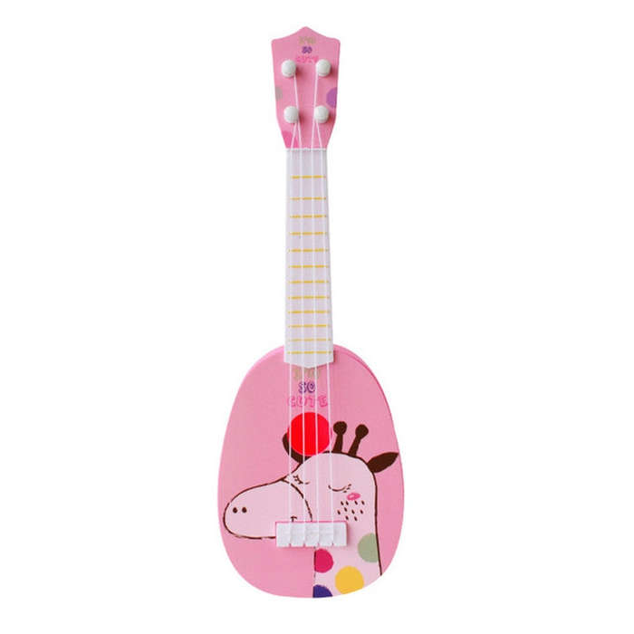 Pink Giraffe Small Simulation Musical Instrument Mini Four Strings Playable Ukulele Early Childho...