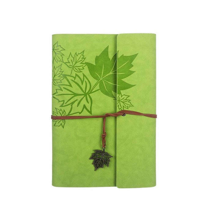 A7 PU Maple Retro Straps Handbook Loose-leaf Notebook(Green)