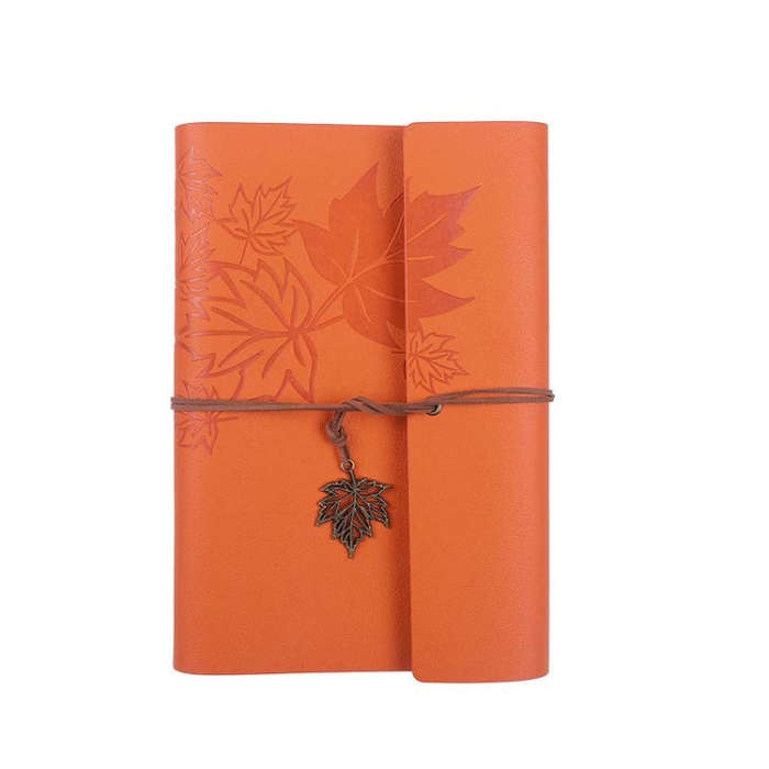 A7 PU Maple Retro Straps Handbook Loose-leaf Notebook(Orange)