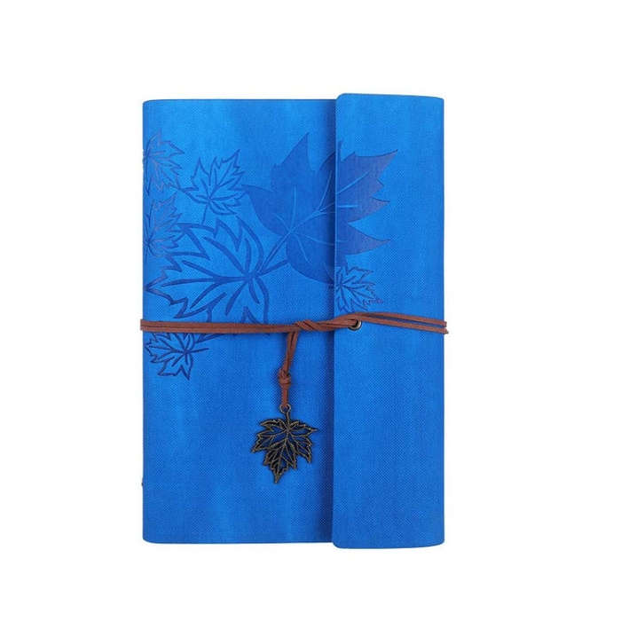 A7 PU Maple Retro Straps Handbook Loose-leaf Notebook(Dark Blue)