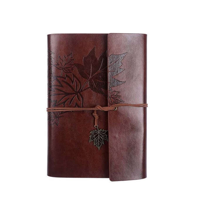 A6 PU Maple Retro Straps Handbook Loose-leaf Notebook(Coffee)