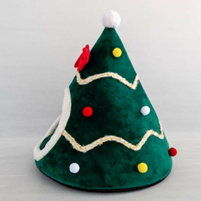Three-dimensional Sponge Christmas Hat Shaped Pet Bed Nest Warmth Supplies, Size:Large 55x65cm(Red)