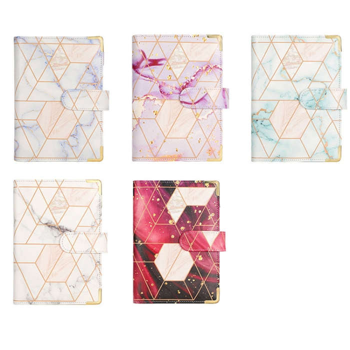 A6 Loose-leaf Notebook Budget Book Marbled Handbook,Style: Basic Model(Purple)
