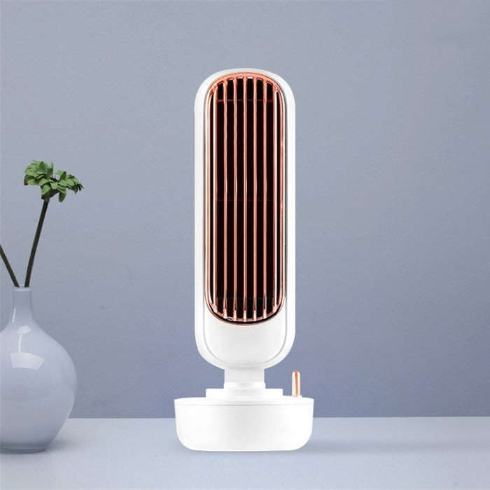 Retro Humidification Tower Fan USB Leafless Fan Water Cooling Spray Humidification Desktop Fan Co...