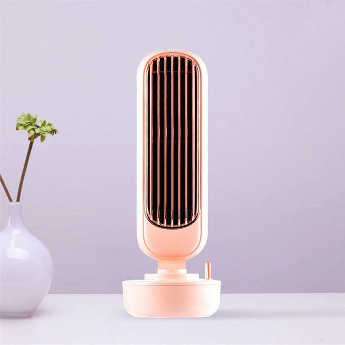 Retro Humidification Tower Fan USB Leafless Fan Water Cooling Spray Humidification Desktop Fan Co...