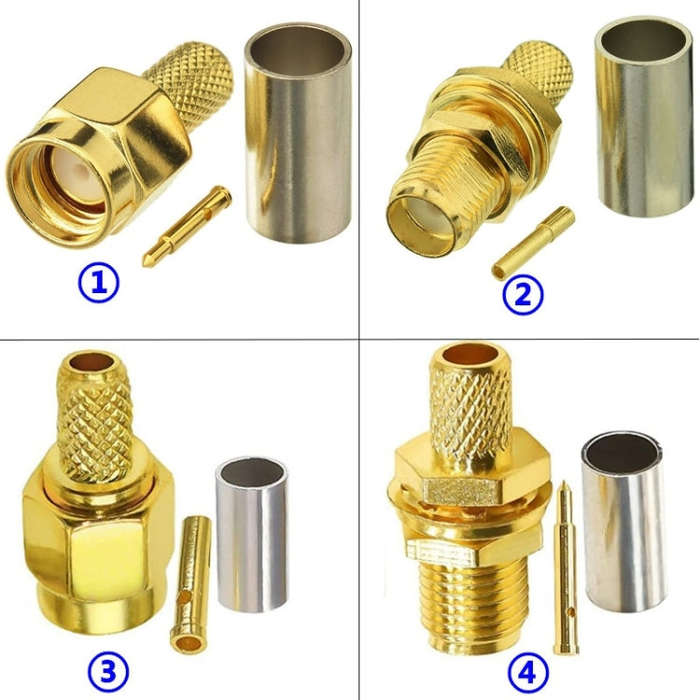 10pcs RP SMA Male Plug Connector Crimp For RG58 / LMR195 / RG142 / RG400