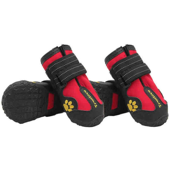4 in 1 Autumn Winter Pet Dog Foot Cover Waterproof Shoes, Size:6x4cm(Red)