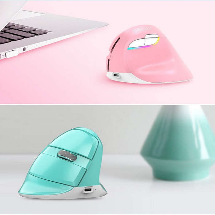 DELUX M618Mini Colorful Wireless Luminous Vertical Mouse Bluetooth Rechargeable Vertical Mouse(Cl...