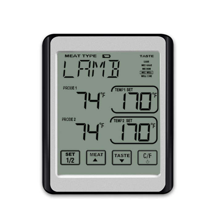 CH-212 Dual Probe Color Screen Smart Alarm Grill Kitchen Thermometer, Color:Orange Backlight