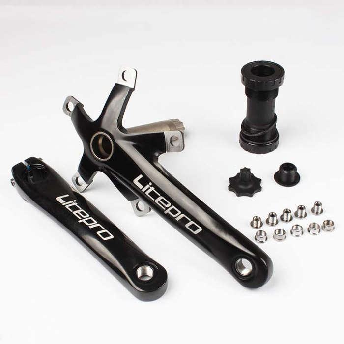 Litepro Folding Bicycle LP Hollow One-piece Crank Tooth Disc Bottom Axle Modified SP8, Style:Left...