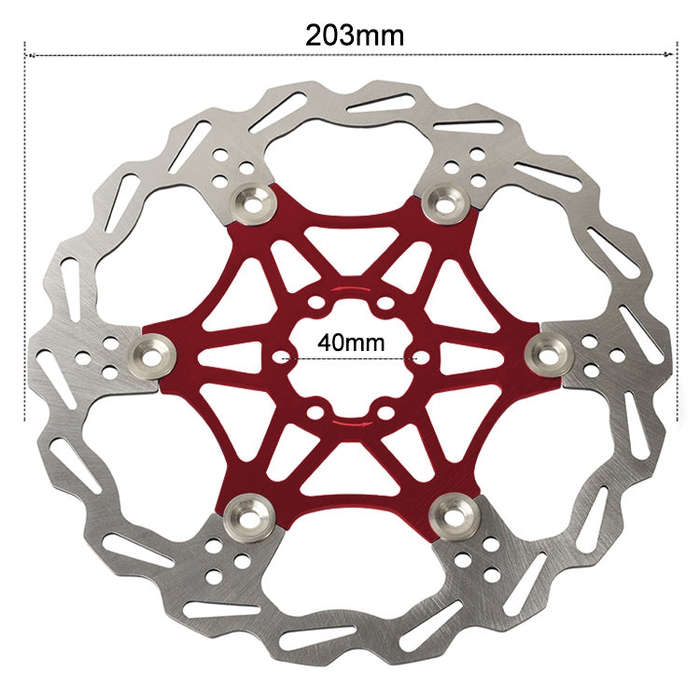SNAIL FD-01 Mountain Bike Floating Disc Bicycle Brake Pad Six Nail Brake Disc, Size:203mm, Color:Red