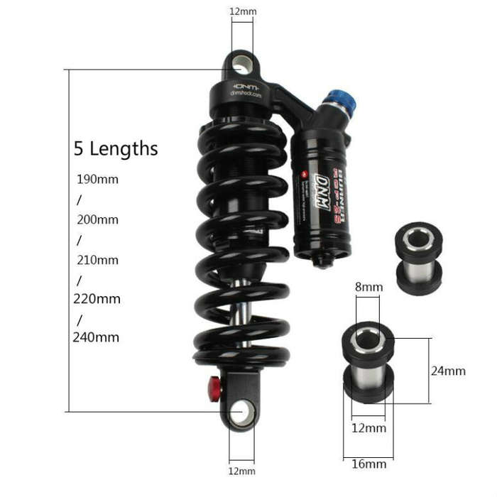 DNM RCP2S Mountain Bike Oil Spring Rear Shock Absorber Soft Tail Frame Rear Bladder, Size:200mm(W...