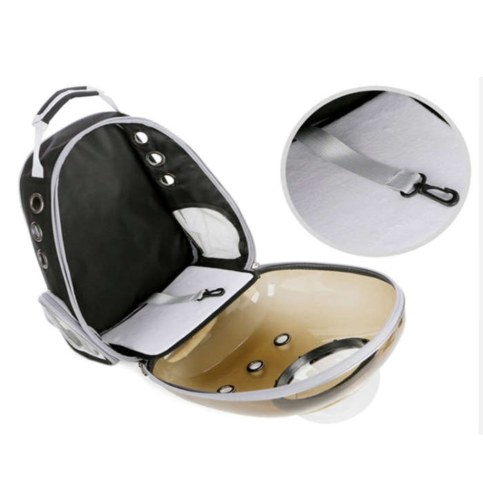 Space Capsule Pet Bag Panoramic Transparent Cat Go Out Portable Breathable Backpack with Cover(Pink)