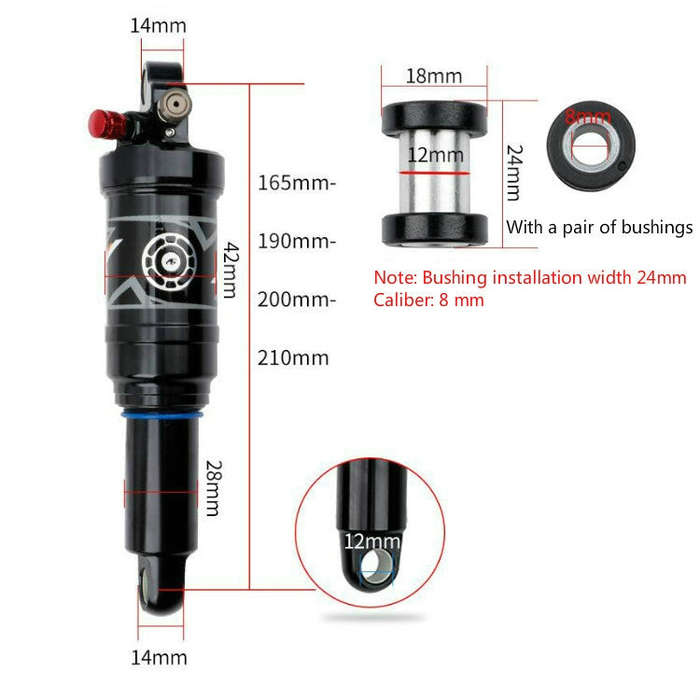 DNM AO38 Mountain Soft Tail Frame Rear Shock Absorber XC Air Pressure Rebound Shock Absorber, Siz...