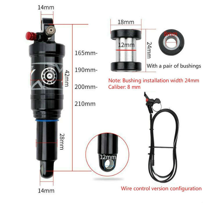 DNM AO38 Mountain Soft Tail Frame Rear Shock Absorber XC Air Pressure Rebound Shock Absorber, Siz...